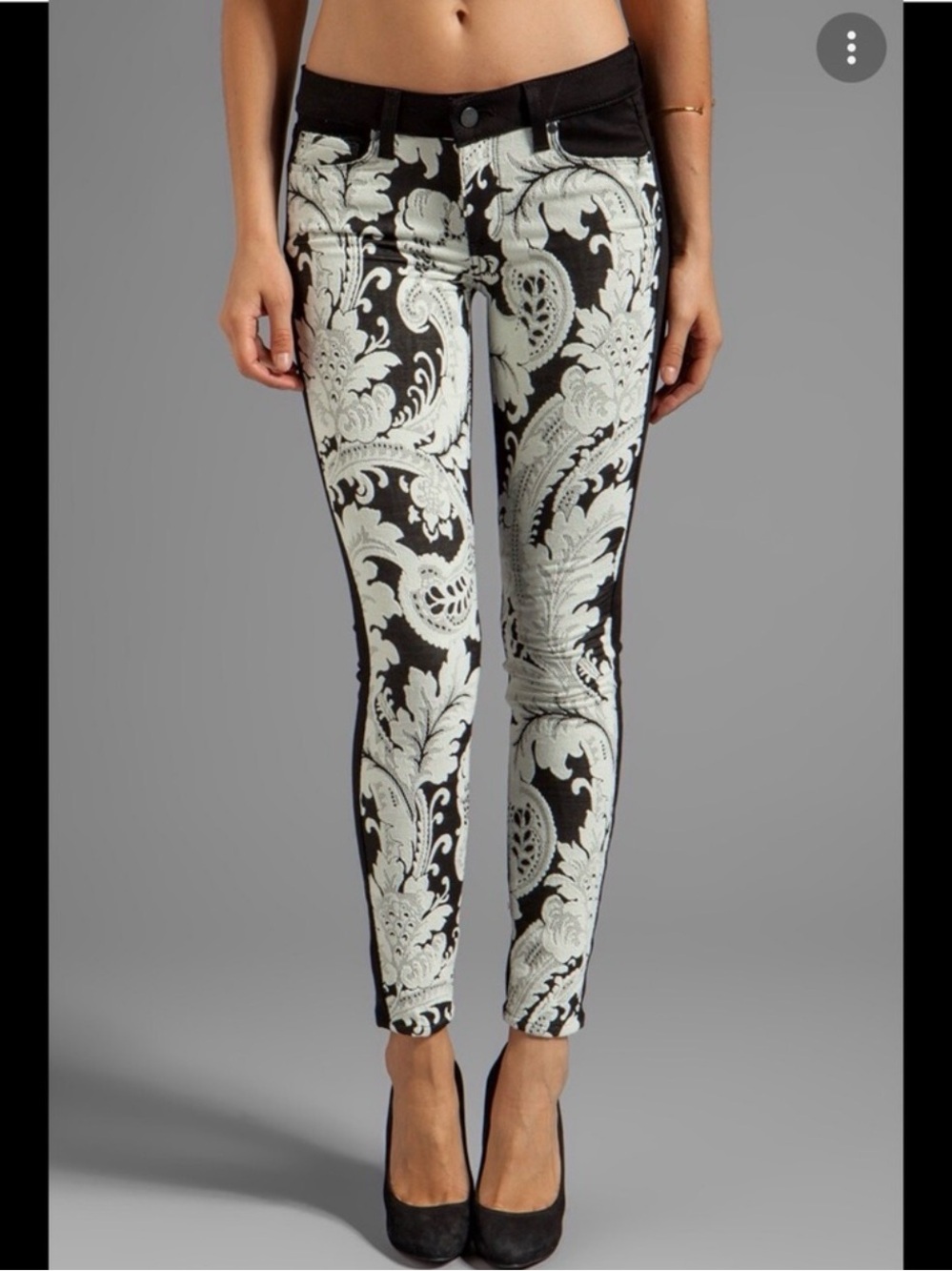 Paige Emily Ultra Skinny Black White Needlepoint Size 28